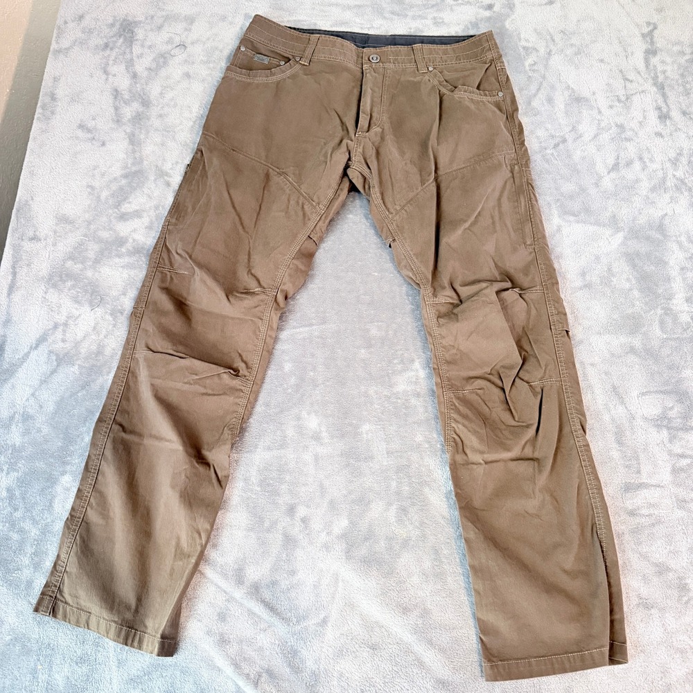 KUHL Men 35x32 Brown Lightweight Renegade Vented Hiking Work Pants Utility Gorp